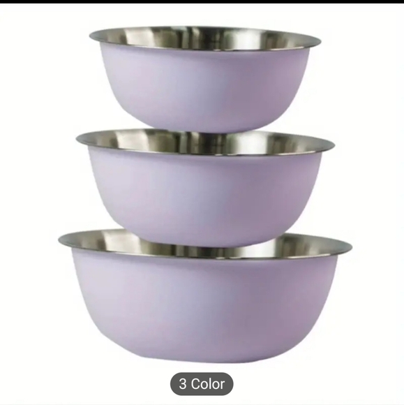 Boutique Private Label Set of Three Lavender Stainless Steel Bowls - Picture 1 of 4